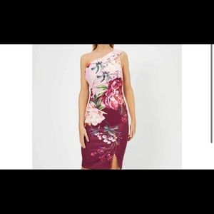 Ted Baker Irlina Serenity Floral One Shoulder Print Sheath Dress Sz 1/